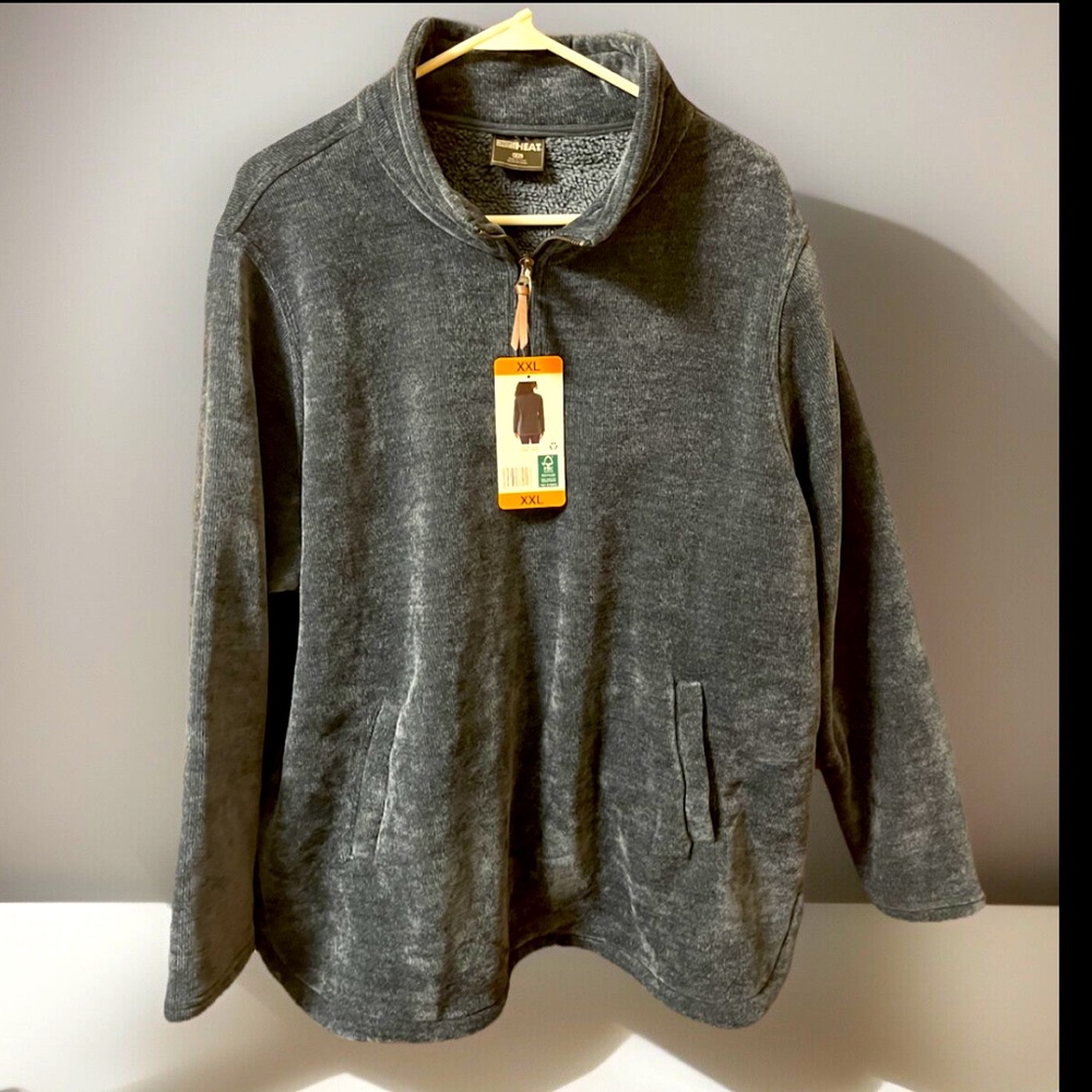32 Degrees Heat Ladies 1/4Zip Soft Plush Fleece Sweater Kangaroo Pocket Pullover